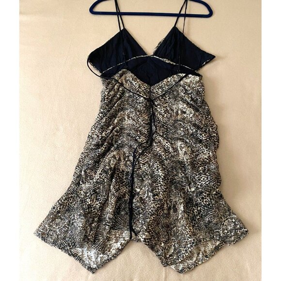 Free People Sierra Lace Mini Dress Size 10 Tan Black Ruched Flirty Strappy NWOT - Picture 4 of 8